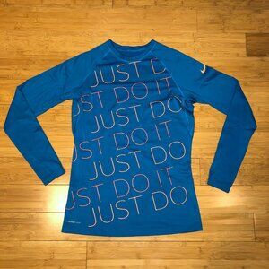 Nike Combat Warm Flocked Running Hiking Base Layer Shirt Top Thumbholes Large